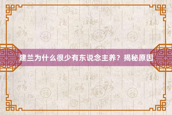建兰为什么很少有东说念主养？揭秘原因